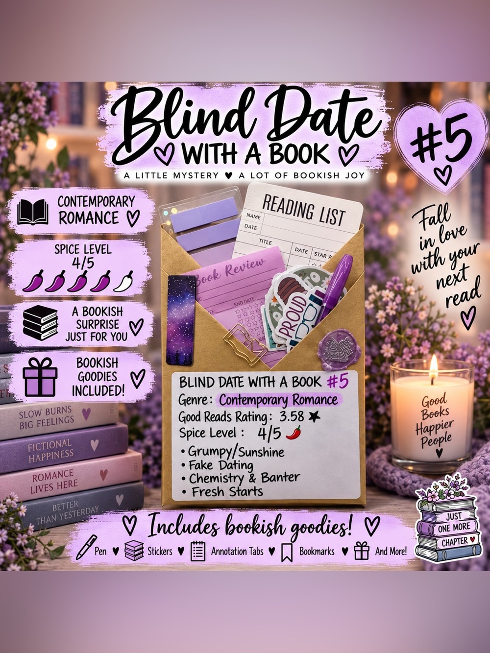 Blind Date With A Book #5 - Contemporary Romance Book & Accessories Set